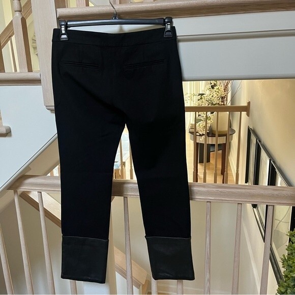 Joseph Crown Lambskin Leather Trimmed Stretch-Gabardine Pants in Black 6 - Picture 8 of 16